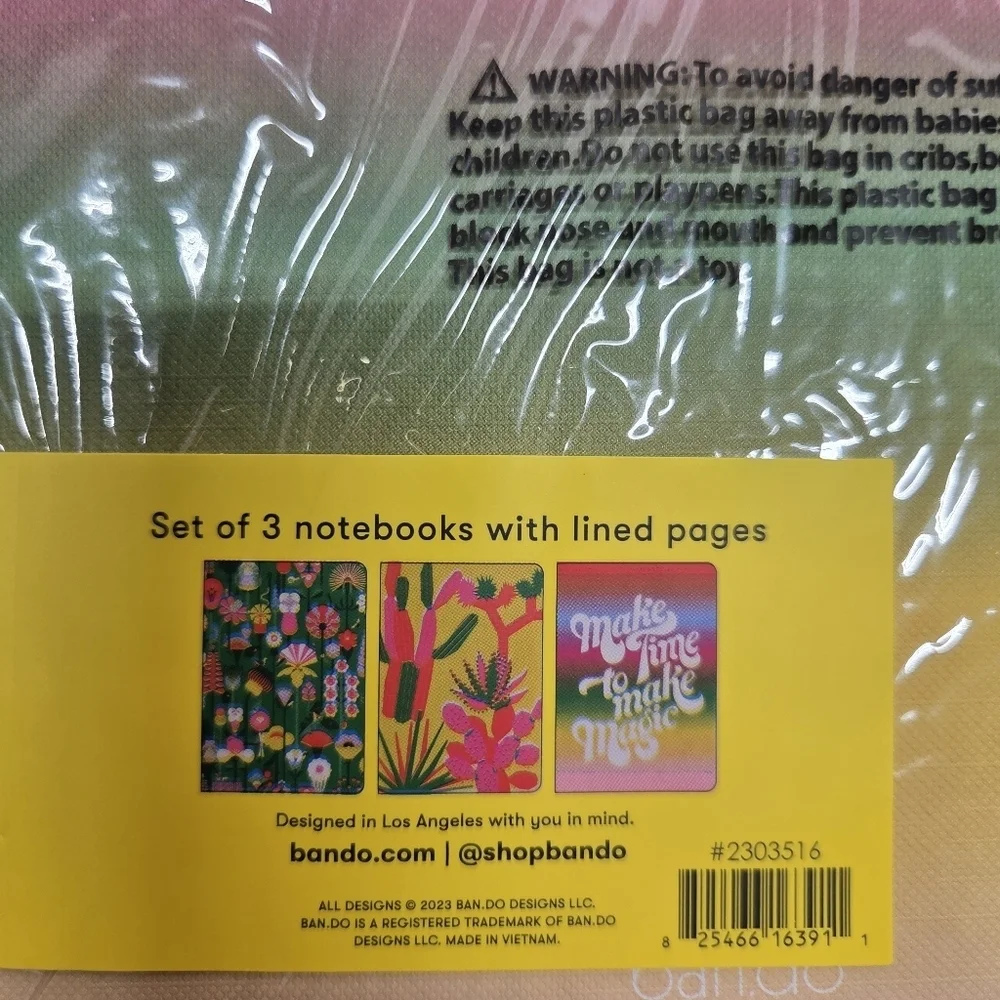 Set of 3 Notebooks Lined Pages 'Make Time to Make Magic' Cactus Floral New Gifts